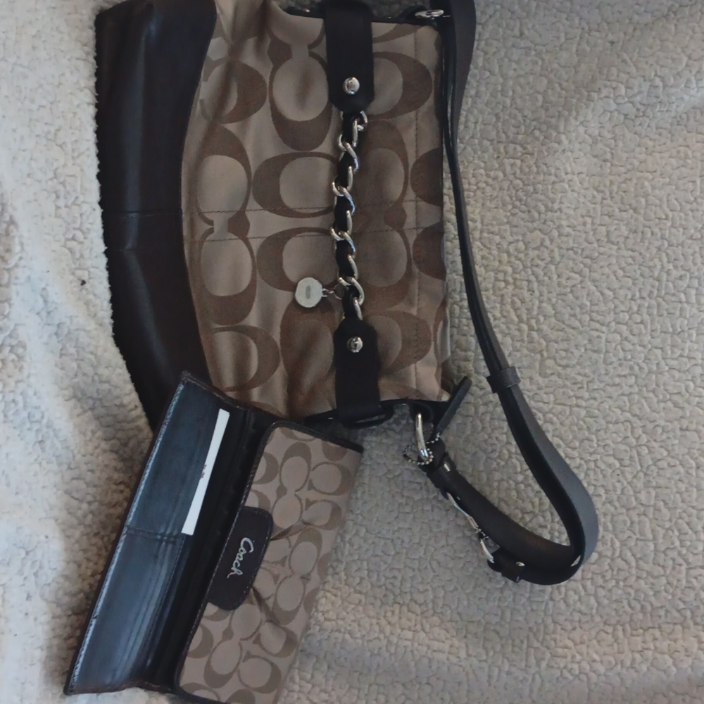 Matching Coach purse and full size wallet